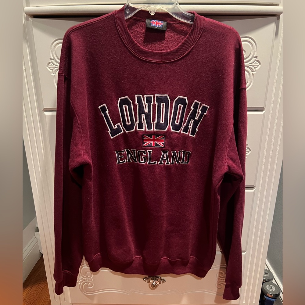 Maroon London England Crewneck Sweatshirt